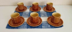 László Zahajszky Kispest granite honey brown ceramic 6 pcs. Coffee set.