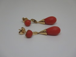 18K gold, coral earrings