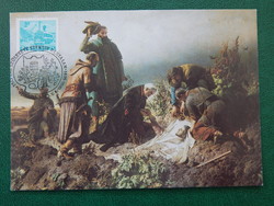 Postcard, painting repro - Bertalan Székely: ii. Finding Lajos' body