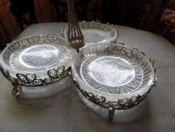 Silver-plated centerpiece with 3 crystal holders