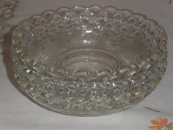 Retro openwork glass bowl with grape pattern, plate (3 pcs.)