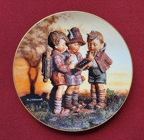 Hummel Goebel limitált sorszámozott német porcelán dísztányér tányér "Unser erster Schultag"