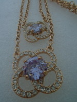 B&p marked, handmade flower-like necklace with swarovski crystals, in a gold-plated socket