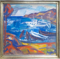 Miklós Mazsaroff (1929 - 1997): harbor with ships