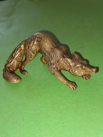 ANTIK  Rudolf Bröse : Lopakodó róka jelzett tűzaranyozott bronz szobor  Bécsi bronz9