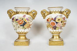 Nápolyi porcelán váza pár florális dekorral - KIÁRUSÍTÁS!