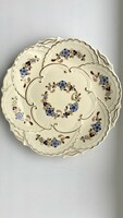 Zsolnay kék virág mintás süteményes készlet, 6 részes, 1 db nagy tál + 5 db tányér