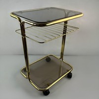 Retro Rolling Cart with Frosted Glass
