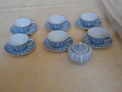 Porcelán kávéskészlet 6dbos és cukortartó egyben VEB Zierporzellanwerke Lichte Piesau
