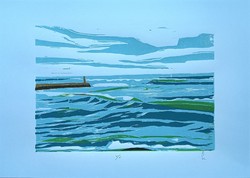Atlantic Ocean - Color Linocut
