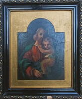 1 Ft-ról minimálár nélkül!  19. sz. magyar festő! Szentkép! 41x33cm, jó állapotú, olajfestmény, j.n.