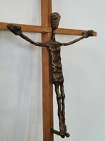 Unique modernist stylized bronze crucifix