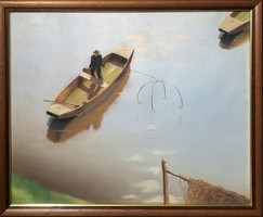 Los Angeles Auction: Fisher in His Boat (Pastel) Unsigned - Possibly After Faddi-Förstner?