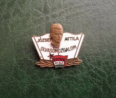 Pin Badge József Attila Reading Movement Enamelled Bronze Badge KISZ 1959 - 2 Variants