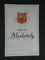 Bor címke, Eger Dózsa MGTSZ borgazdaság, Verpeléti muskotály, 0.7 l.