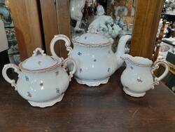 Nagyméretű Zsolnay Pajzspecsétes,Virágos Teás-Kávés Kiöntő Készlet,Szett.