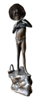 Horgász fiú - Aug Monreau szignós bronz szobor