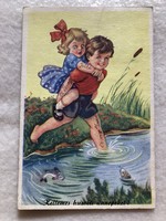 Antik, régi Tury József grafikus Húsvéti képeslap                                             -6.