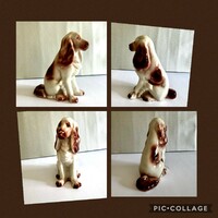 Kutya Spániel Régi porcelán szobor, Nipp Magyar Porcelán tárgy, antik porcelán, vintage szobor