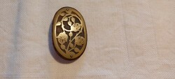 Antik 2 rétegű rózsás bakelit/műanyag bross vintage kitűző/melltű
