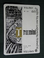 Bor likőr címke, Villány Siklós pince borgazdaság, Tramini, 0.7 l.