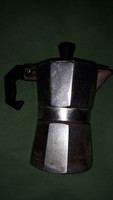 Retro fém gázon melegíthető kávéfőző fedeles bakelitnyeles 4 SZEMÉLYES "KOTYOGÓ" 10 cm képek szerint