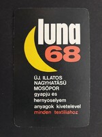 Kártyanaptár 1970 - Luna 68, Új Illatos Nagyhatású Mosópor, Növényolajipar feliratos retró naptár