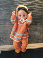 Szépséges retro régiség játék baba kb.45 cm    pelenkás cumis italy elemes