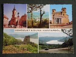 Képeslap, Duna kanyar látkép részlet, Visegrág,Szentendre,Szob,Vác,1976-