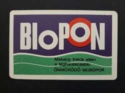 Kártyanaptár 1970 - BIOPON, Makacs Foltok Ellen A Leghatásosabb Önműködő Mosópor feliratos naptár