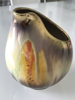 Vintage Dümler & Breiden váza folyatott mázzal és aranyozással, 12 cm magas