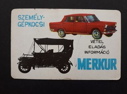 Kártyanaptár 1970 - Merkur, Személygépkocsi Vétel, Eladás, Információ feliratos retró, régi naptár