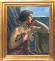 Klimó István (1883-1961) : Ábrándozó (Art-Deco hölgy)