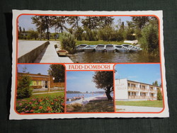 Képeslap, Fadd Dombori, KISZ tábor részlet,Volentöböl, strand,Hullám szálló,étterem,1986-