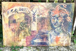 Cseh Krisztina festő nagyméretű táblaképe, Álomkép modern festmény