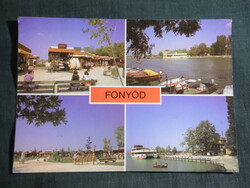 Képeslap,Fonyód,Alsóbélatelep,mozaik,Balaton part,Hajóállomás park, üzletsor részlet,1986-