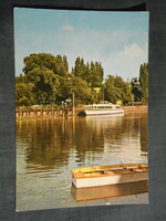Képeslap, Fonyód  Alsóbélatelep, Balaton,hajóállomás,kikötő látkép,részlet,sétahajó,1963