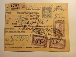V0439 - Budapest - csomagszállító   1921  - Sátoraljaújhely  -Farkas Perl - Kalapczikk- Kalapraktár
