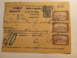V0443   - Budapest - csomagszállító   1921  - Sátoraljaújhely  -LŐWY Adolf  -papíráru