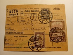 V0461  - Budapest - csomagszállító   1921  - Sátoraljaújhely  -Vilkovszky Kálmán  gyógyszertár