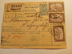 V0459  - Budapest - csomagszállító   1921  - Sátoraljaújhely  -Silberman Géza - vaskereskedés