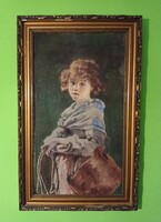 Vízért induló kislány c. festmény