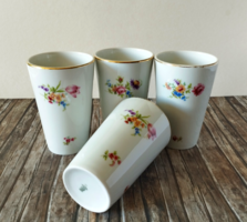 4 DB VINTAGE SZÓRT VIRÁG MINTÁS SVÁJCI PORCELÁN POHÁR
