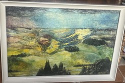 Hegyvidéki táj jelzett olaj vászon kép 1969