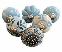 S6-004 Vintage stílusú porcelán bútorgomb szett (6 db-os)