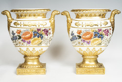 Nápolyi porcelán váza pár florális dekorral - KIÁRUSÍTÁS!