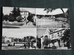 Képeslap,Hévíz,mozaik,Gyógyfürdő,Tó,Fürdő pavilon,épület látkép,üdülő,park részlet,1963-