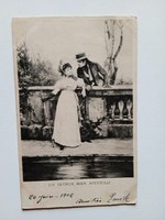 V0535  Régi képeslap Horgászó hölggyel flörtölő úr    Párizs 1902  Mademoiselle  Lemmonier