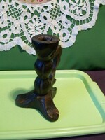 Old wooden carved candle holder