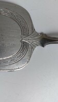 Antik, vintage patinás alpakka, art deco mintával díszített tortalapát